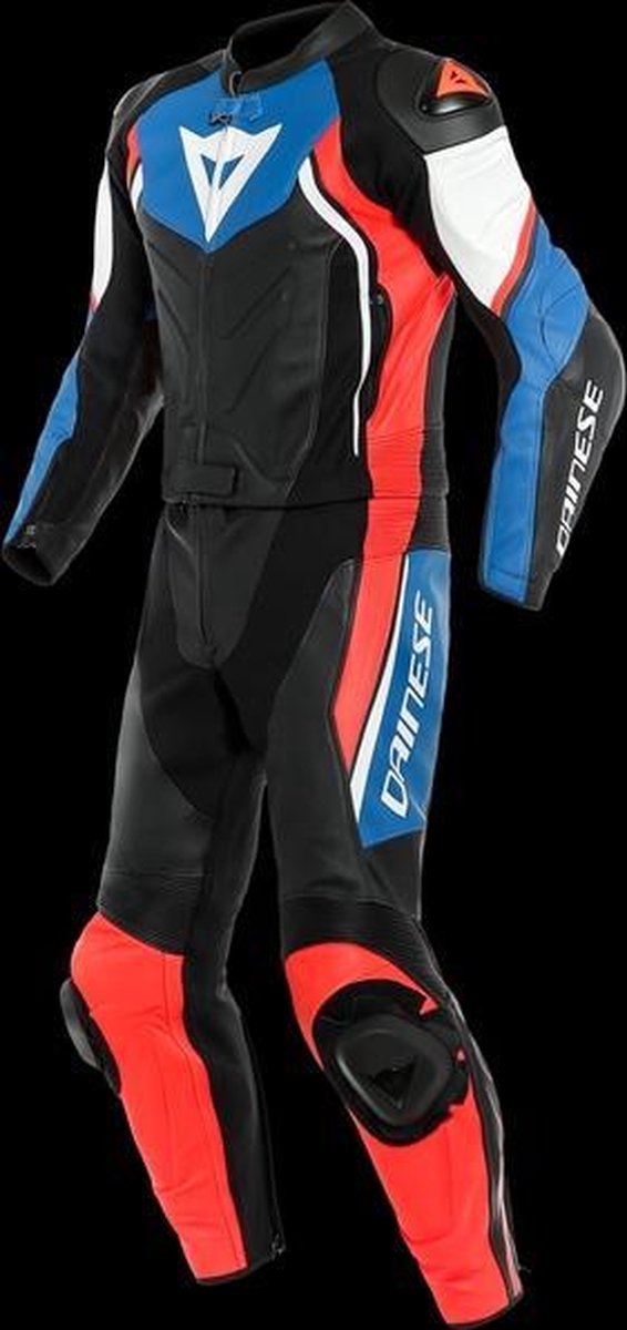 Dainese Avro D2 Black Light Blue Fluo Red 2 Piece Motorcycle Suit 46
