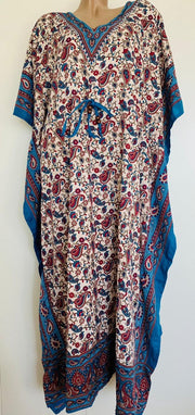 Dames kaftan met paisleyprint one size 36-50 beige/rood/blauw