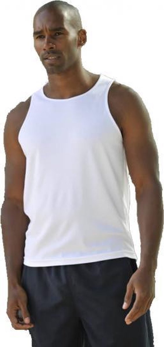 Polyester heren  singlet 2XL wit