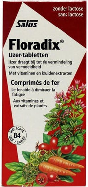 Salus Floradix IJzer-tabletten – Bij vermoeidheid – Voedingssupplement met ijzer – 84 tabletten