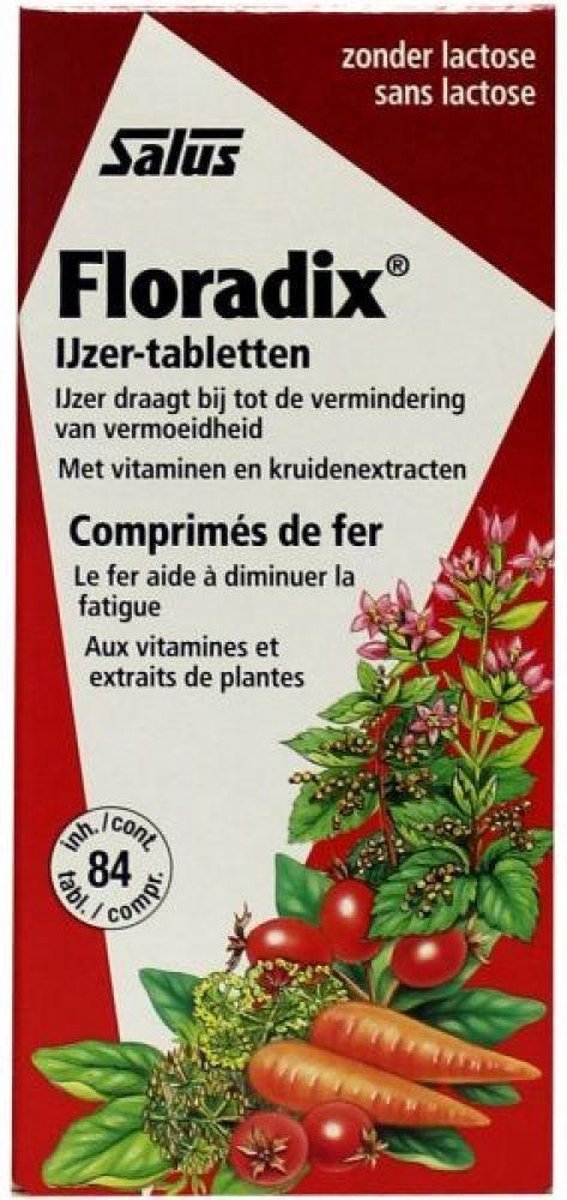 Salus Floradix IJzer-tabletten – Bij vermoeidheid – Voedingssupplement met ijzer – 84 tabletten