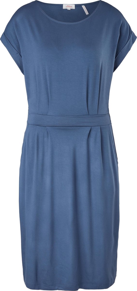s.Oliver Zomerjurk Dames - Midi Jurk - Twee Steekzakken - Donkerblauw - Maat L (40)