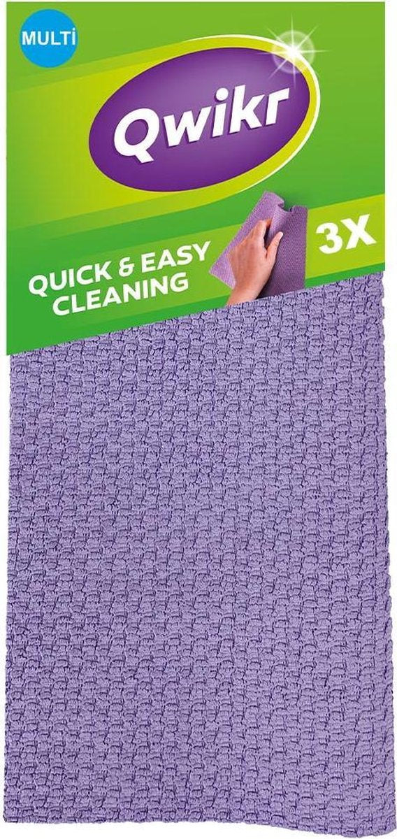 QWIKR Multi schoonmaakdoek  - Tot 2x sneller een perfect schoon resultaat - Nieuwste generatie microvezel en een speciale duo werking