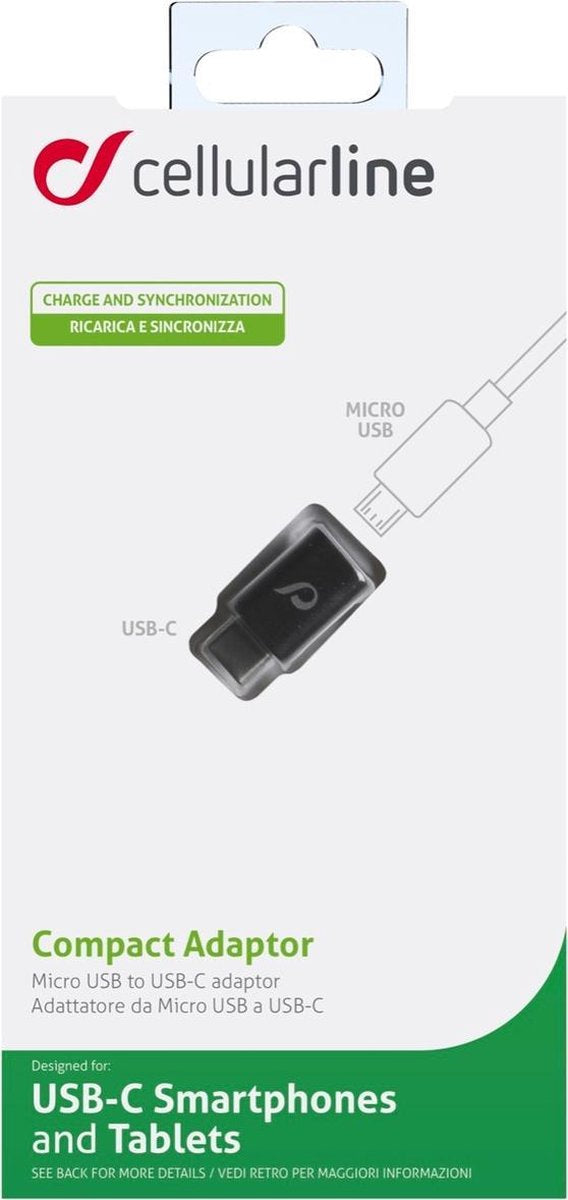 Cellularline 37715 USB C Micro-USB Zwart