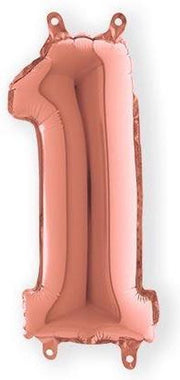 Folieballon - Cijfer 1 - Rozegoud - Grabo balloon - 35cm