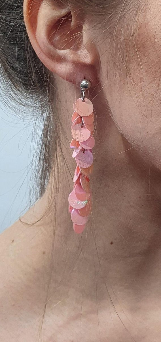 CHIAMAX - disco - pailletten oorbellen - roze
