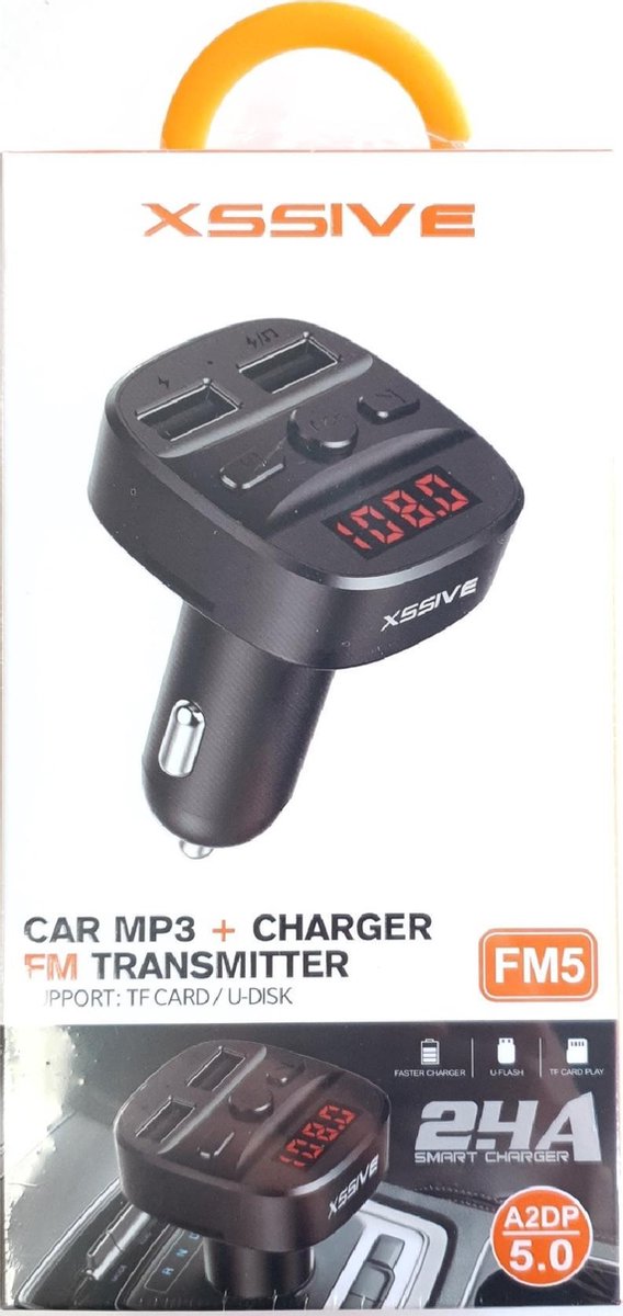 XSSIVE FM TRANSMITTER BLUETOOTH 5.0 - CARKIT +  FAST CHARGE + LED LICHT- BELUISTER DRAADLOOS MUZIEK VIA JE TELEFOON