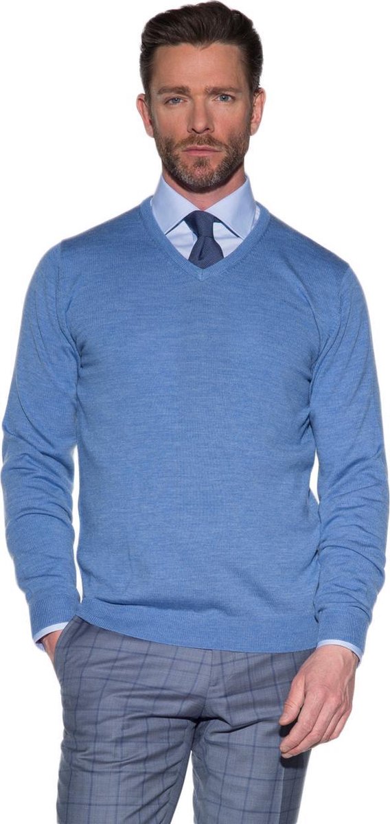 Profuomo Pullover Merino V-neck Blauw (PP0J00205)N