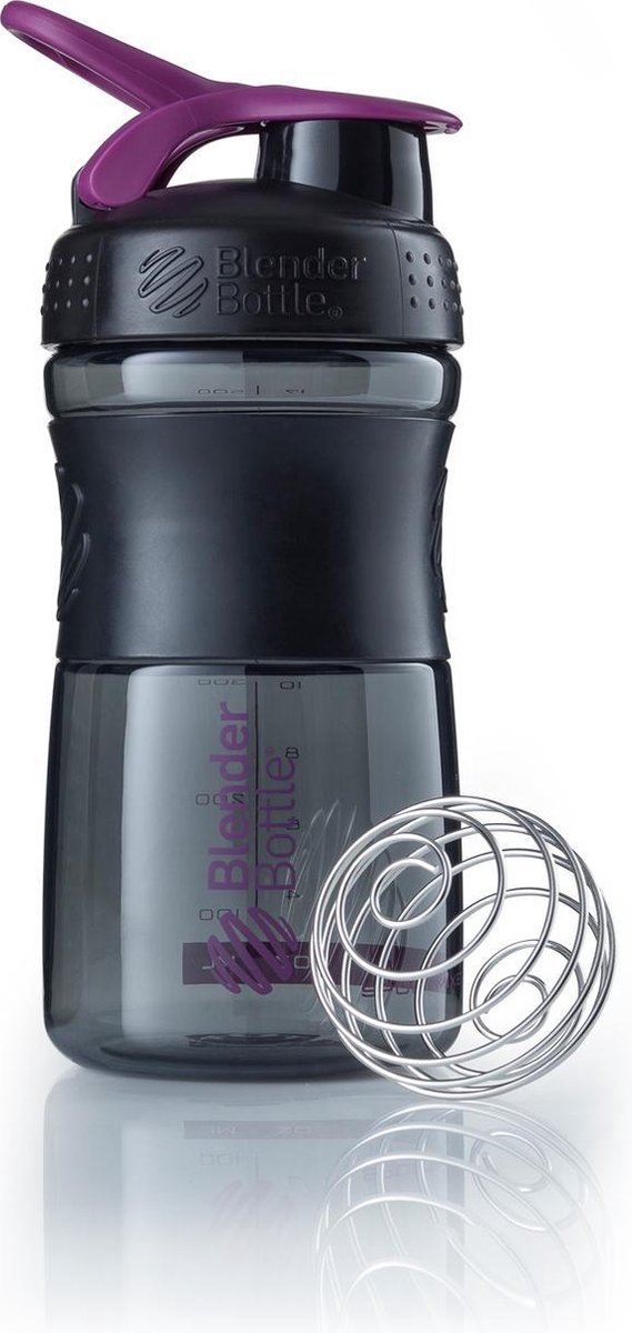 BlenderBottle SportMixer Tritan Grip - Eiwitshaker / Bidon - 590ml - Black/Plum