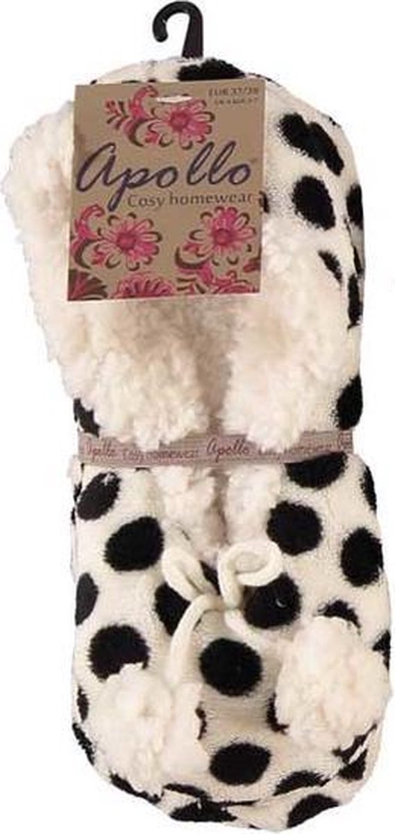 Witte/zwarte stippen ballerina pantoffels/sloffen voor dames - Huissloffen voor vrouwen 37-39