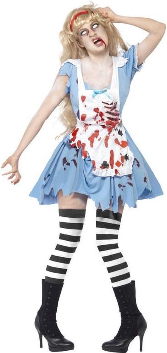 Zombie Kostuum | Zombie Alice In Wonderland Kostuum Vrouw | Medium | Halloween | Verkleedkleding