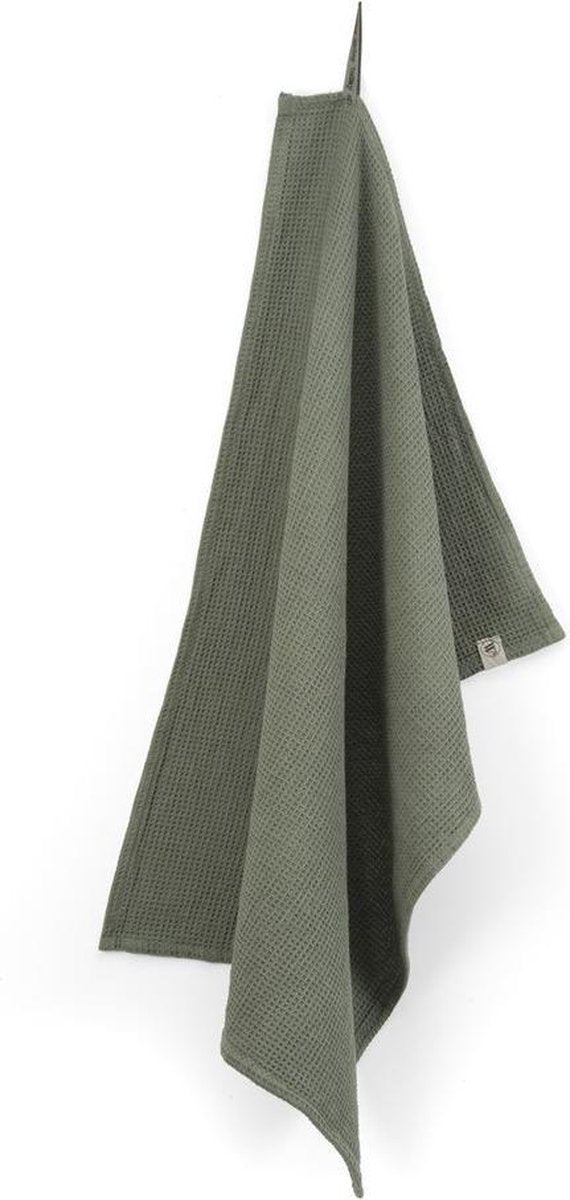 Walra Keukendoek Dry with Cubes Uni - 50x70 - 100% Katoen - Legergroen