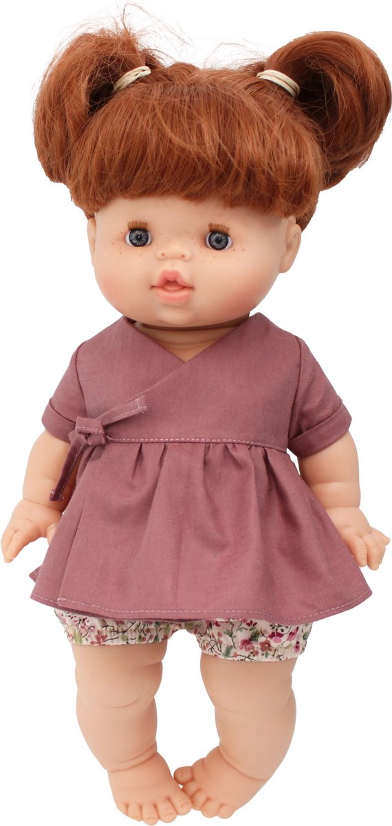 Little Lady Poppenkleding - Paola Reina Gordi poppenkleertjes - minikane kleding - Overslag setje oud roze
