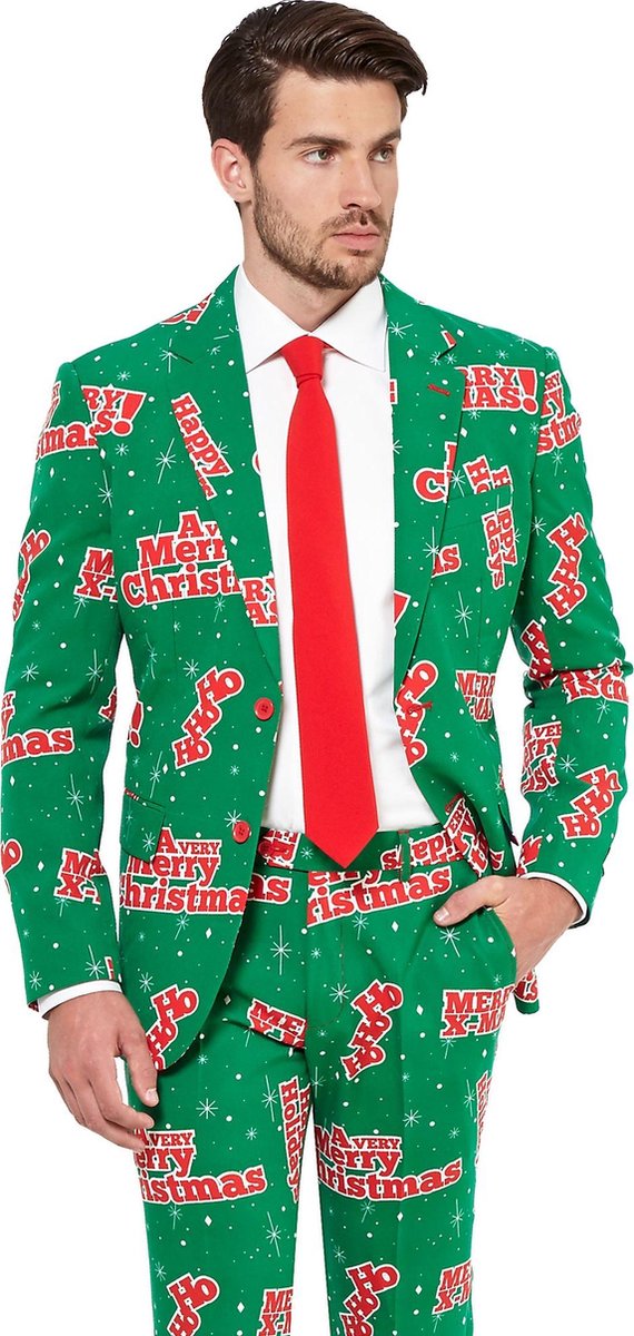 OppoSuits Happy Holidude - Mannen Kostuum - Groen - Kerst - Maat 62