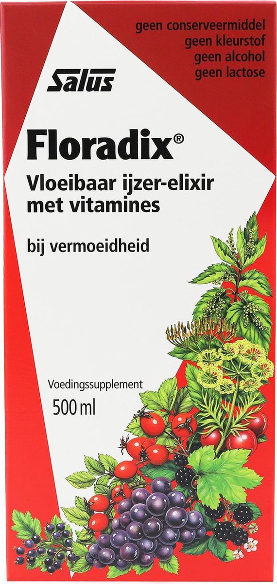 Salus Floradix IJzer-elixir – Bij vermoeidheid – Voedingssupplement – 500 ml