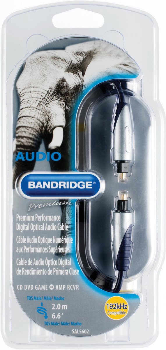 Bandridge SAL5602 Glasvezel kabel 2 m Zwart