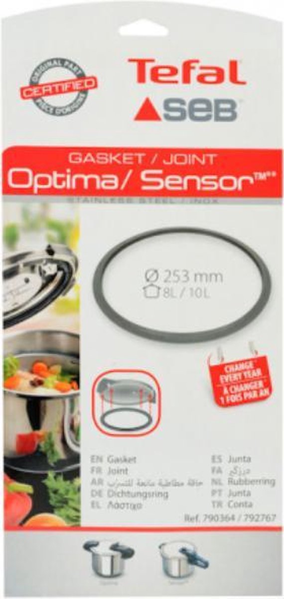 Tefal dekselring afdichting snelkookpan 253mm doorsnede 8 - 10 liter origineel Calor SEB Tefal 213-2655