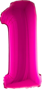 Cijferballon folie nummer 1 | Opblaascijfer 1 roze 102cm