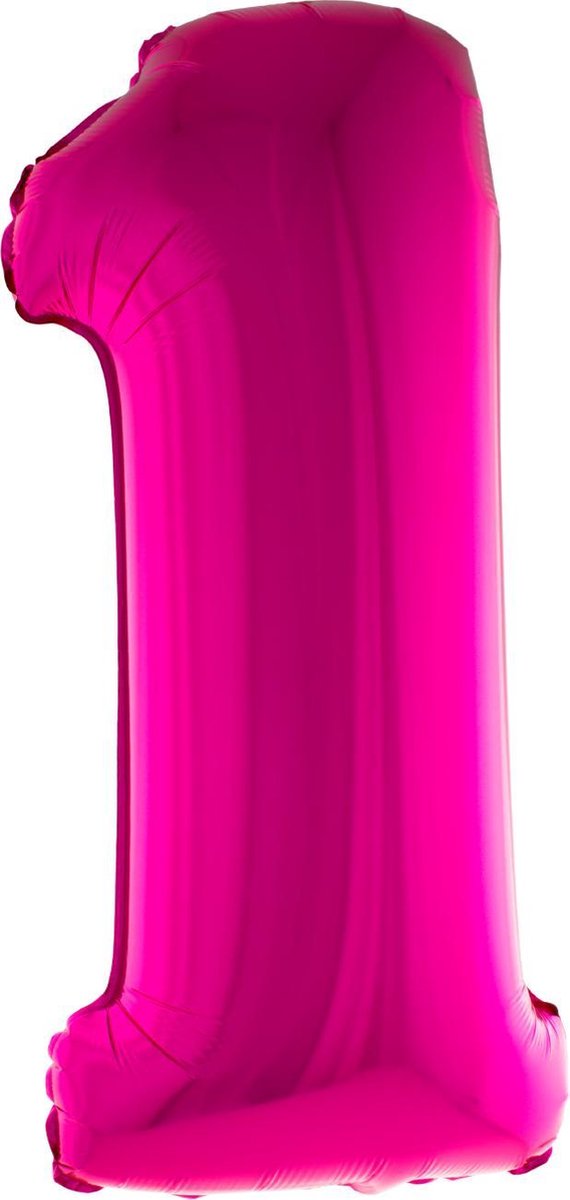 Cijferballon folie nummer 1 | Opblaascijfer 1 roze 102cm