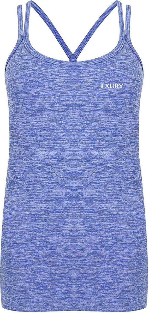 LXURY Spaghettibandjes Tanktop Dames Blauw - Maat L/XL - Sportshirt - Performance - Naadloze Hemd - Mouwloos Shirt - Sportkleding - Sport Tanktop