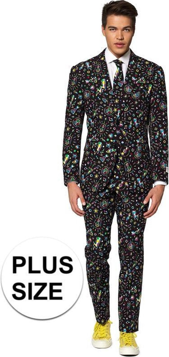 Grote maten heren kostuum Disco Dude foute party/jaren 80 thema print - Opposuits pak - Verkleedkleding/Carnavalskleding 54 (2XL)