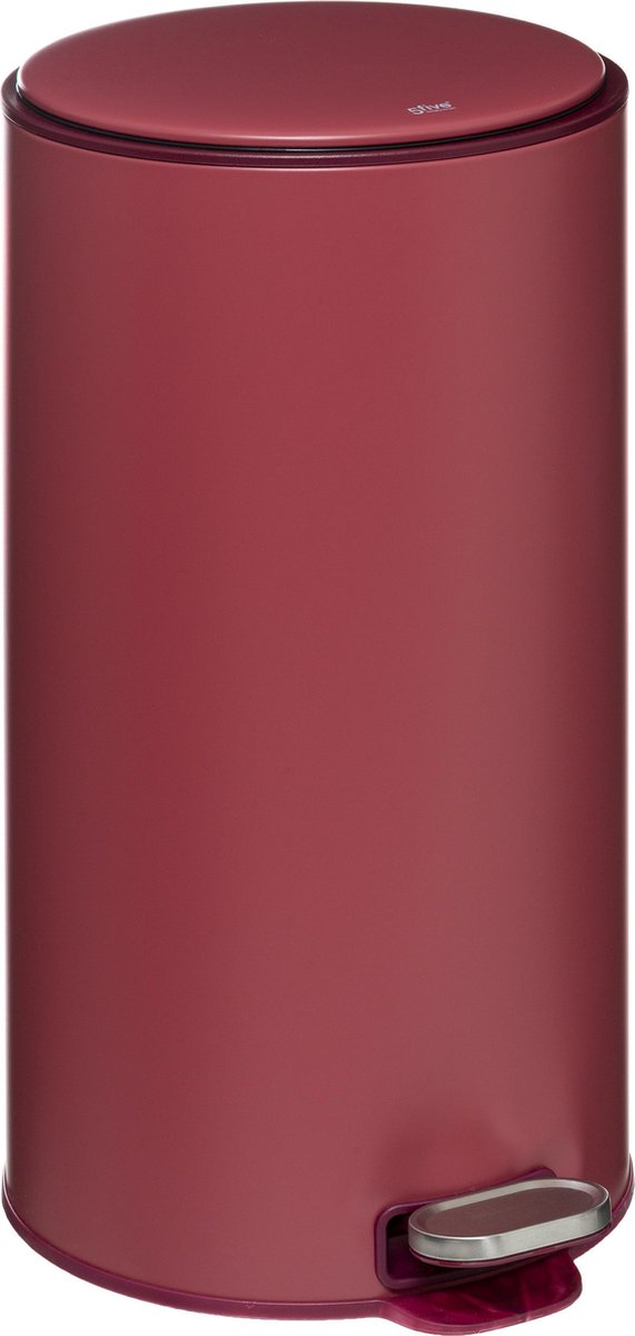 5Five Delta Vuilnisemmer metaal Rood - Soft close - Anti geur actief koolstoffilter - Uitneembare emmer - 30L - Afvalemmer