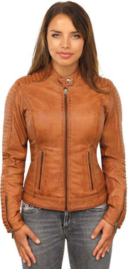 Versano Atlanta Leren Dames Bikerjack Dames Jas S - Cognac