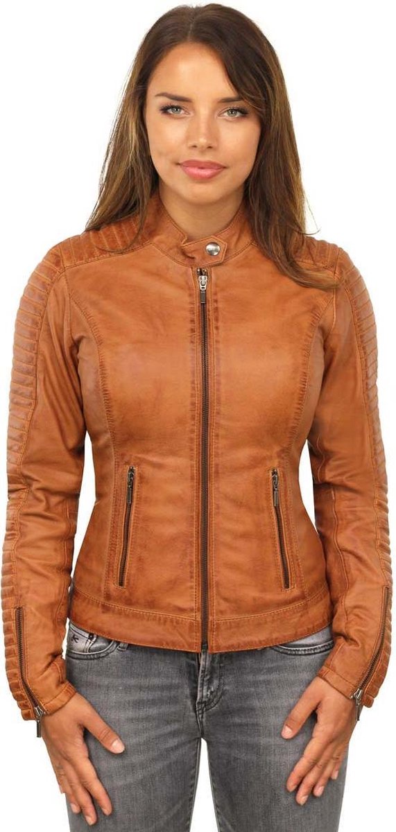 Versano Atlanta Leren Dames Bikerjack Dames Jas S - Cognac