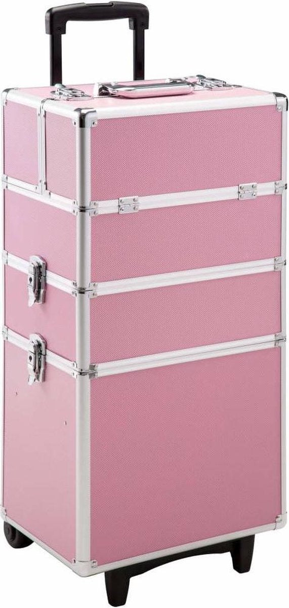 TecTake Cosmetica koffer met 3 Etages - Roze - Make-up Koffer