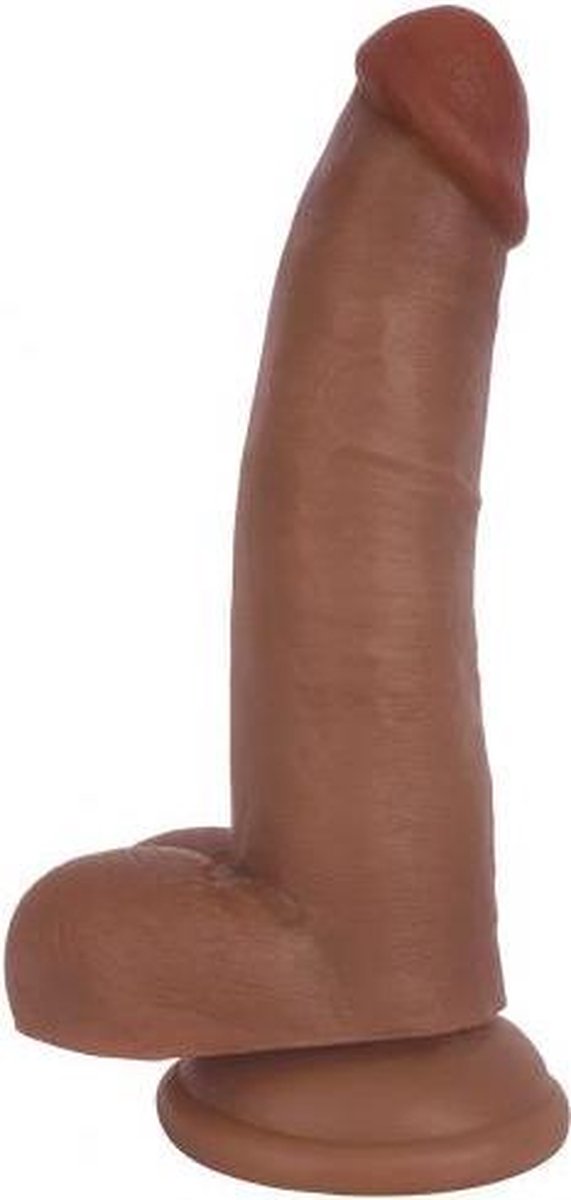 Realistische Dildo Met Balzak - 21 cm - Dildo - Dildo Normaal - Bruin - Discreet verpakt en bezorgd