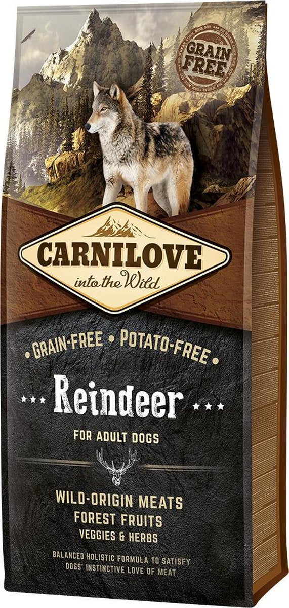 Carnilove Adult granenvrij hondenvoer Rendier 12kg met 70% vlees!