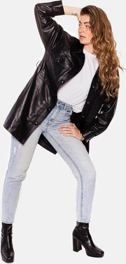 JAYLIN LEREN BLOUSE - ZWART - MAAT XXL