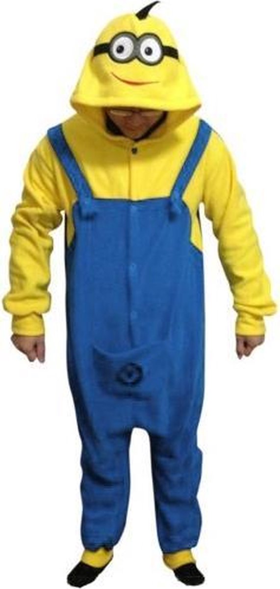 KIMU Onesie Minion kinder pak Verschrikkelijke Ikke - maat 146-152 - Minionpak jumpsuit pyjama