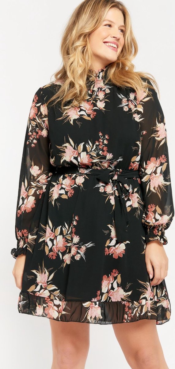 Mini jurk met bloemenprint - Zwart
