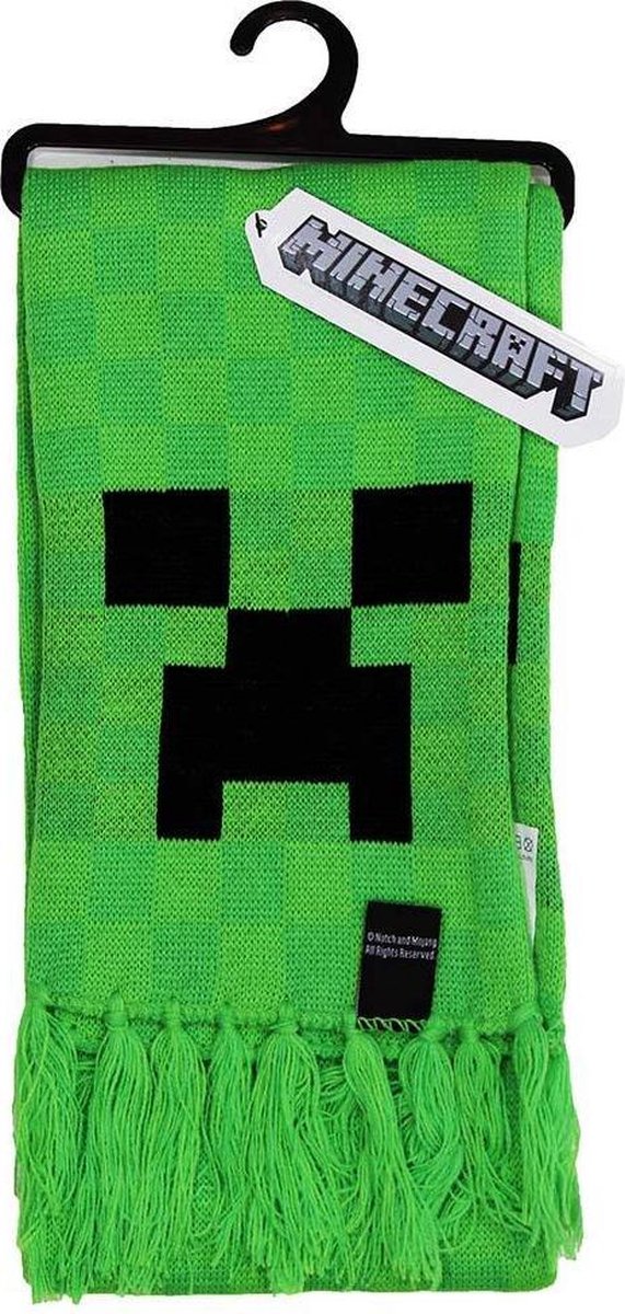 Minecraft Creeper Gebreide Sjaal Groen/Zwart