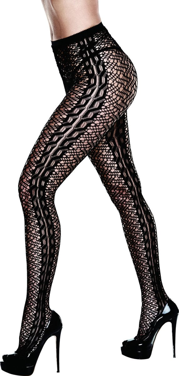 Baci Sheer Panty met open kruis en jarratels - One Size