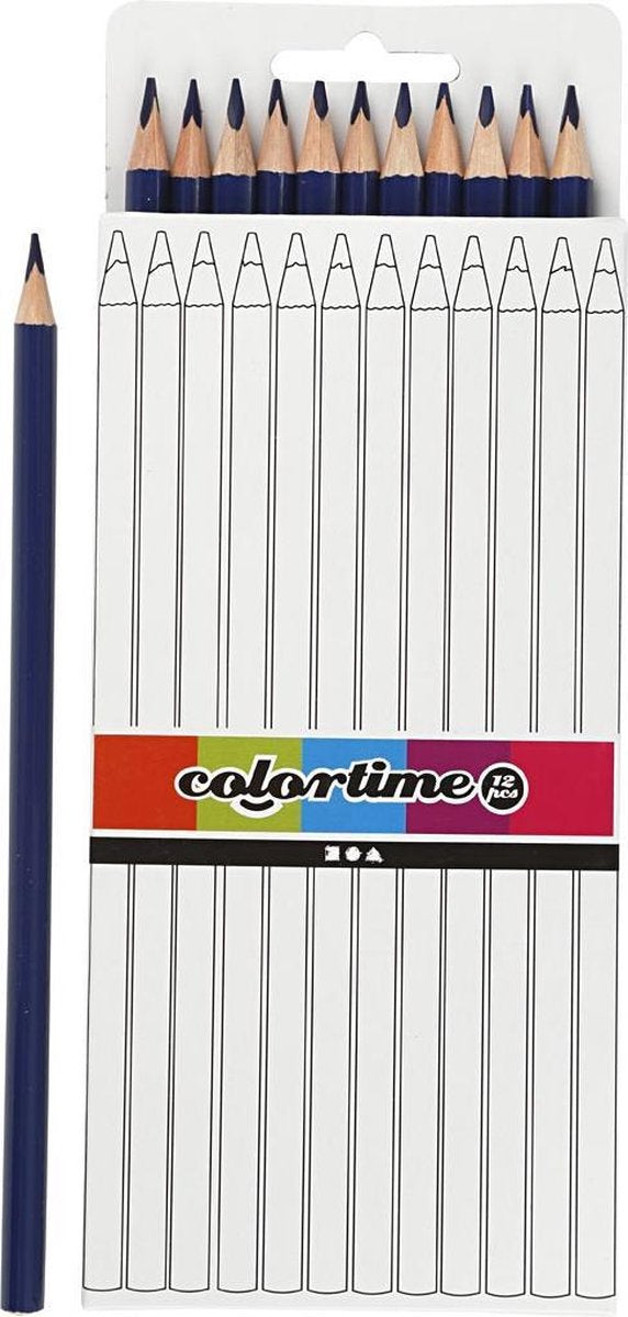 Colortime Kleurpotloden 3 Mm Vulling 17 Cm Donkerblauw 12 Stuks