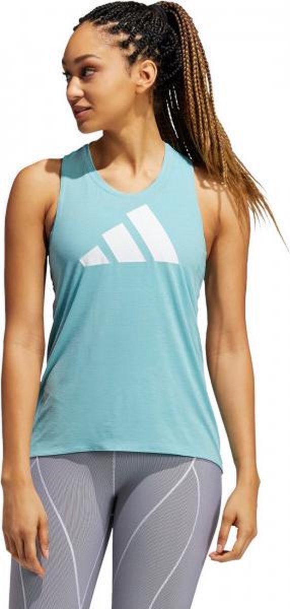 adidas 3BARLOGO Singlet Dames - blauw/wit - maat S