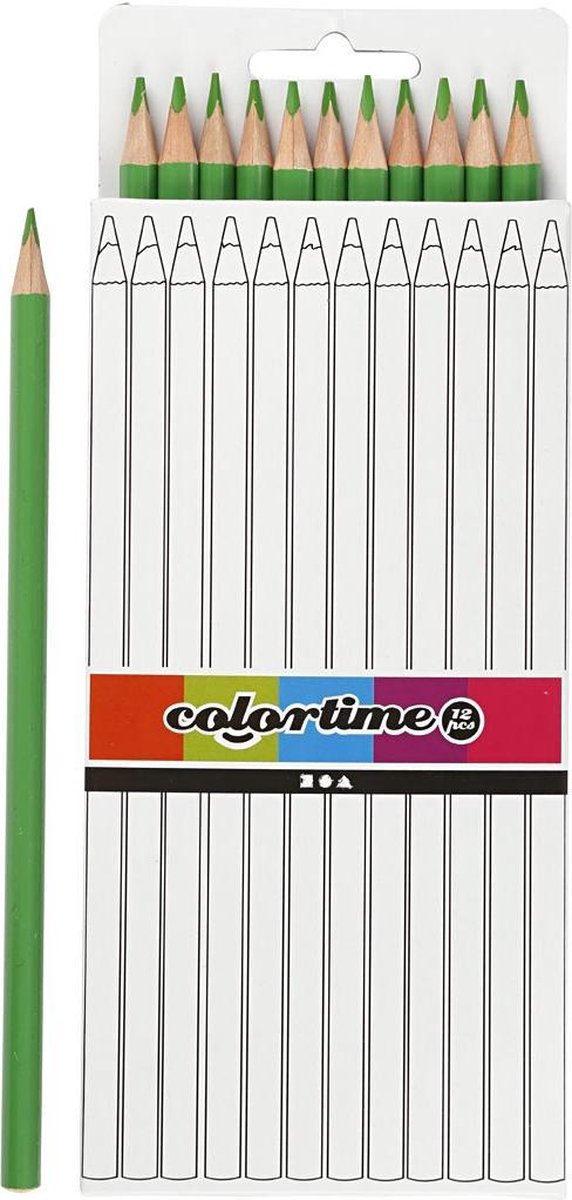 Colortime Kleurpotloden 3 Mm Vulling 17 Cm Groen 12 Stuks