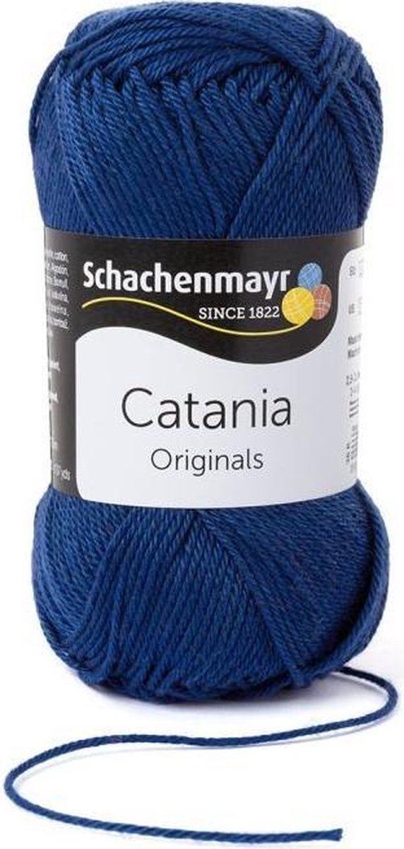 Schachenmayr Catania katoen kleur 164 Jeans Blue. PAK MET 10 BOLLEN a 50 GRAM. KL.NUM. 17468573. INCL. Gratis Digitale vinger haak en brei toerenteller.