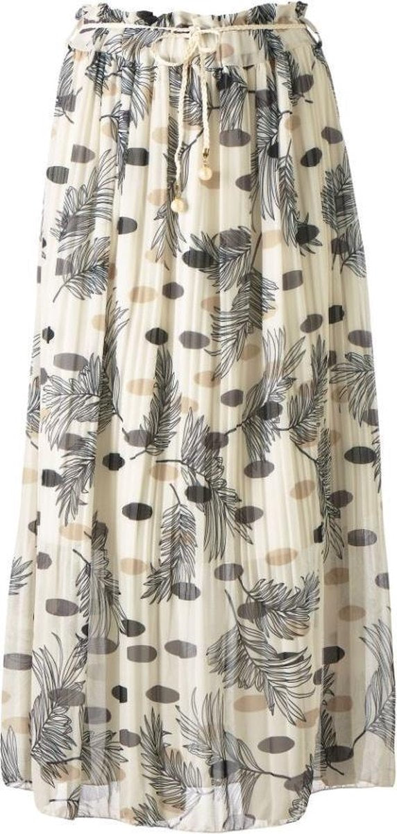 Dames plisse bloem touwtjes off white antraciet lang | Maat Onze size (XS-XL)