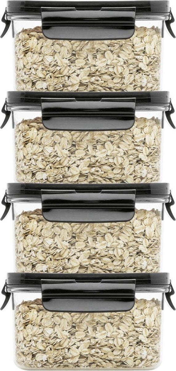 Lock&Lock Modular Vershoudbakjes | Bewaardozen voedsel | Snackdoosjes – Set van 4 stuks – 450 ml – Helder Transparant
