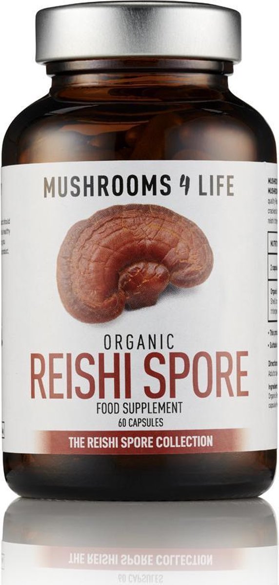 Mushrooms4Life / Reishi Spore Paddenstoel Biologisch – 60caps