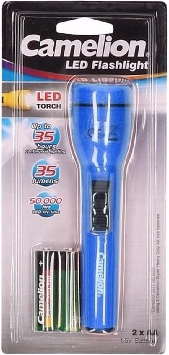 Kinder zaklamp Superbright blauw 15 cm