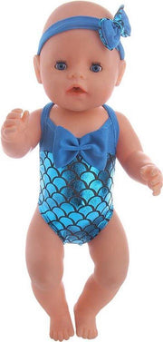 Dolldreams | Blauw Zeemeermin badpak geschikt voor poppen met een lengte van 40-45 cm zoals Baby Born
