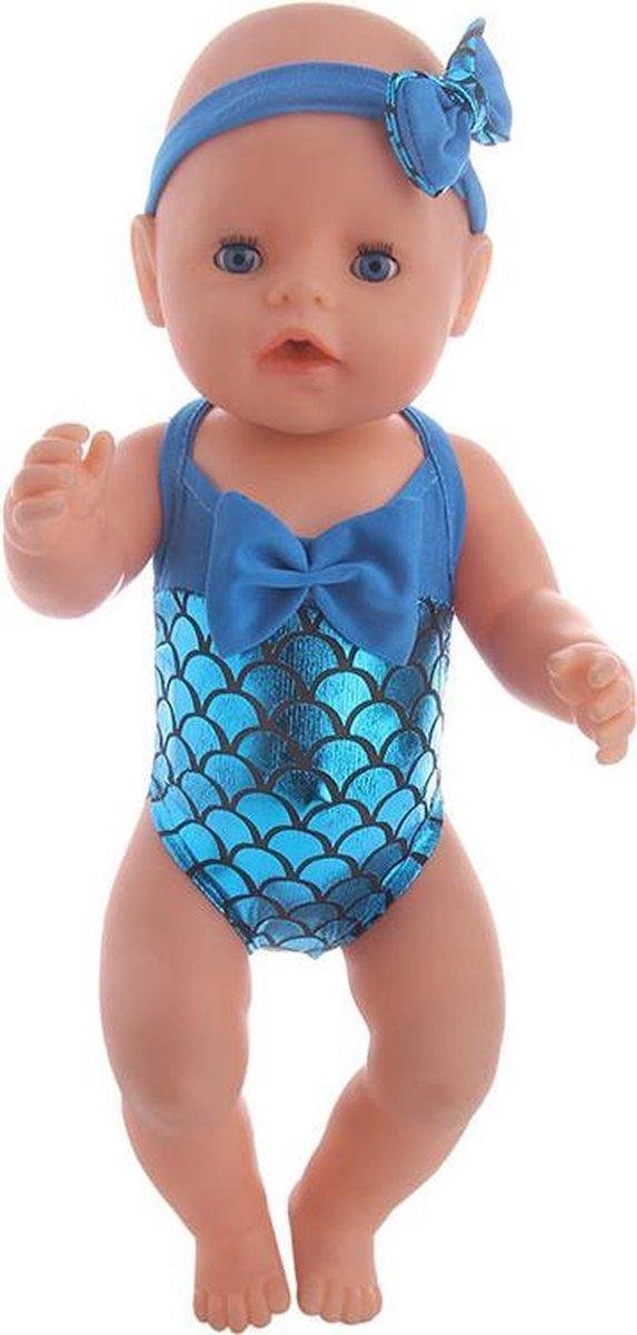 Dolldreams | Blauw Zeemeermin badpak geschikt voor poppen met een lengte van 40-45 cm zoals Baby Born