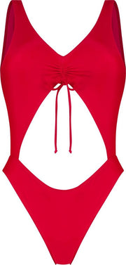 WALLIEN - Dames Badpak Cut Out - Dripping Red - Rood