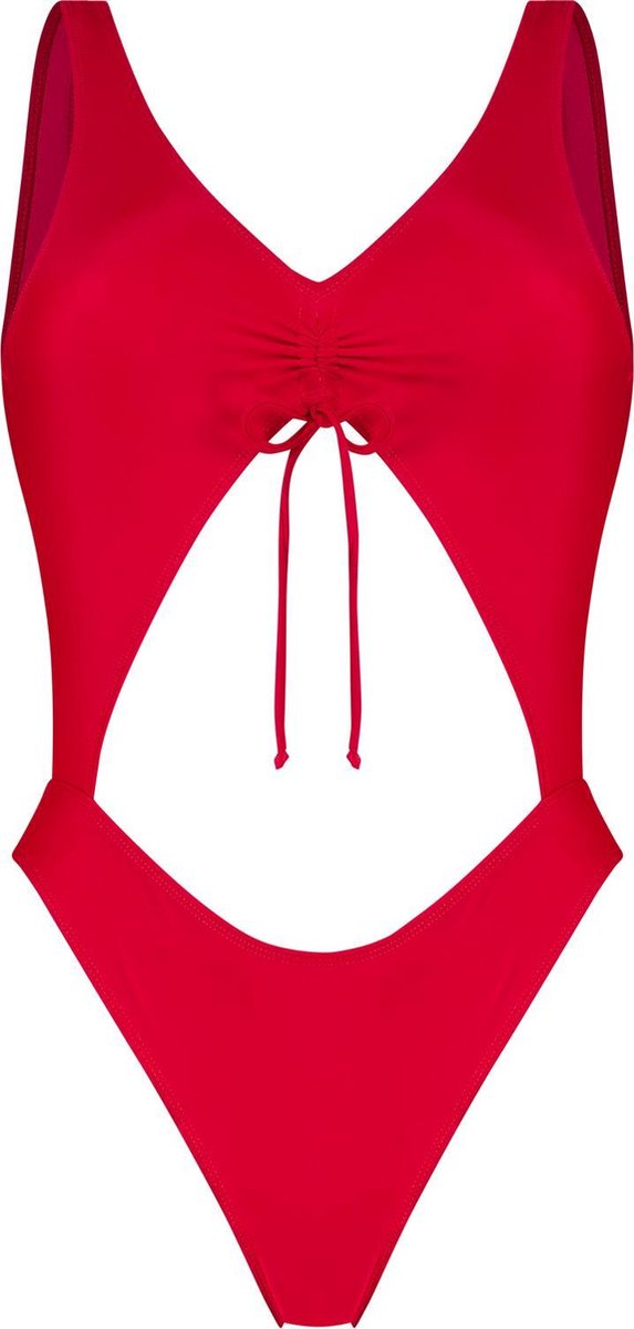 WALLIEN - Dames Badpak Cut Out - Dripping Red - Rood