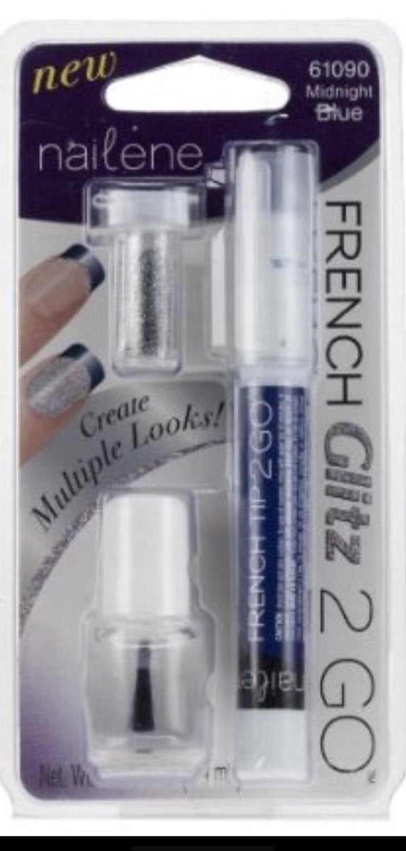 Nailene French Glitz 2 Go Midnight Blue + glitter+ Top Coat