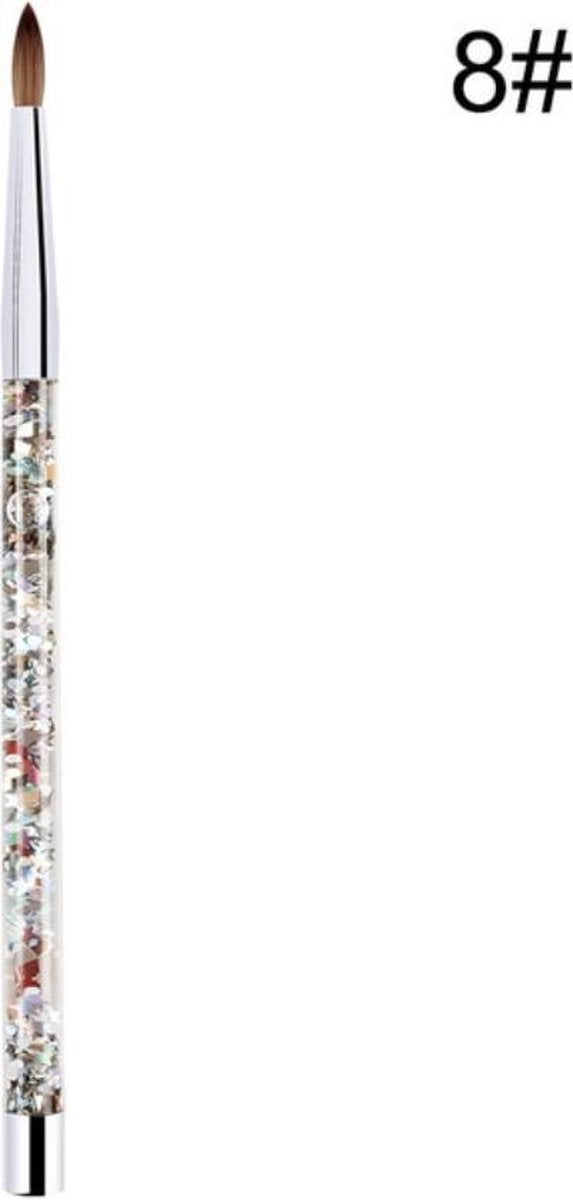 GUAPÀ - Acryl Glitter Penseel Nr #8 - Uniek Design - High Quality & 100% Nylon - Nagel Penselen